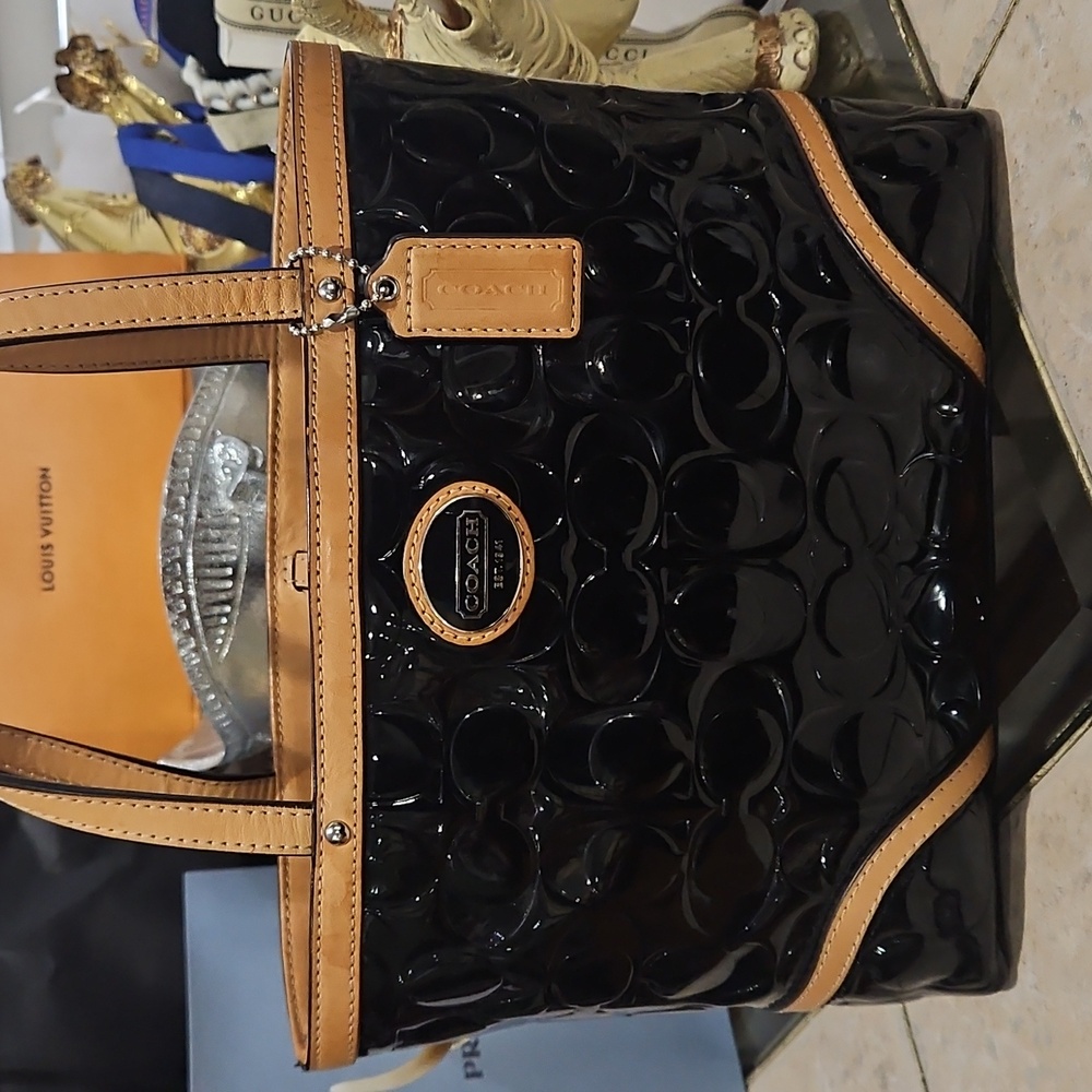Coach Black and Tan Tote Bag - Picture 4 of 16